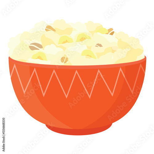 Oatmeal, cornmeal porridge with banana in ceramic bowl