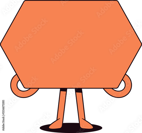 Orange hexagon geometric figure character