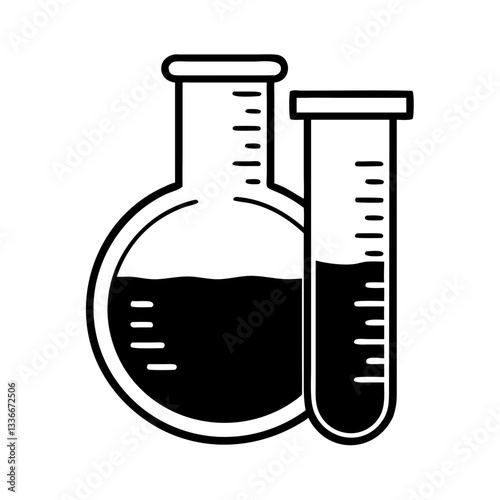 Laboratory beaker and flask for analysis and chemistry in medicine, symbolizing experiments in education
