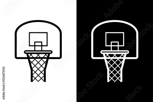 Simple Basketball Hoop Illustration Clean Sports Symbol.