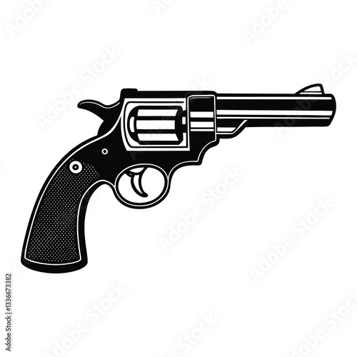Black steel handgun with 9mm bullets isolated, a dangerous weapon