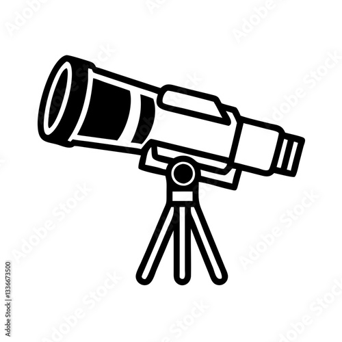 Telescope icon representing astronomy, stars, and planets, symbolizing education and science
