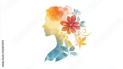 woman logo with flowers on the hair