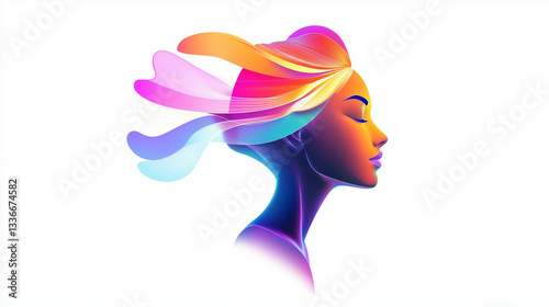 colorful 3D woman logo