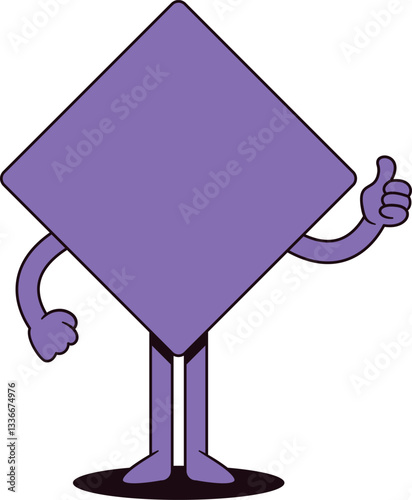 Purple rhombus geometric figure character