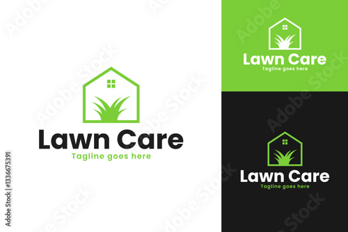 Lawn care logo design template vector illustration