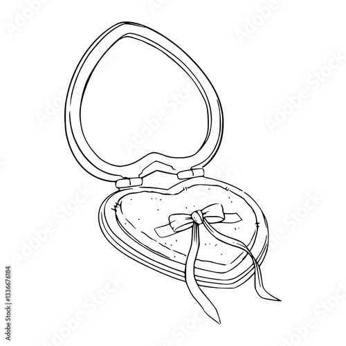 jewelry box heart with tied bow line work