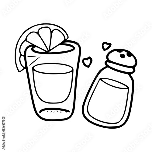 cartoon tequila and condiments illustration