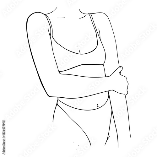 minimalist female body line art illustration