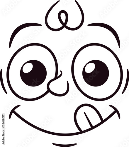 Positive comic face expression vector illustration
