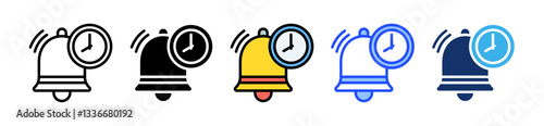 Bell  Time Icon Set With Multiple Style Collection