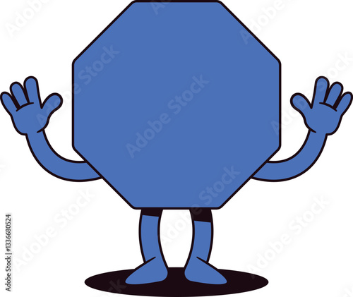 Blue octagon geometric figure character