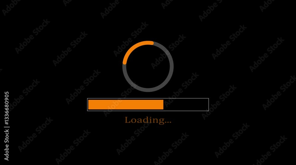 loading bar animation on black background. loading bar animation on black background.