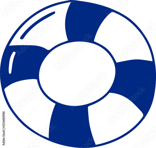 Blue Retro Lifebuoy. Inflatable Float Ring illustration.