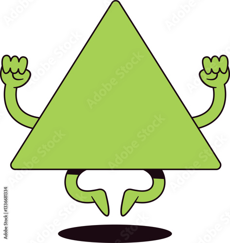 Green triangle geometric figure character