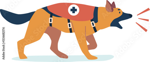 Rescue dog animal barking vector illustration