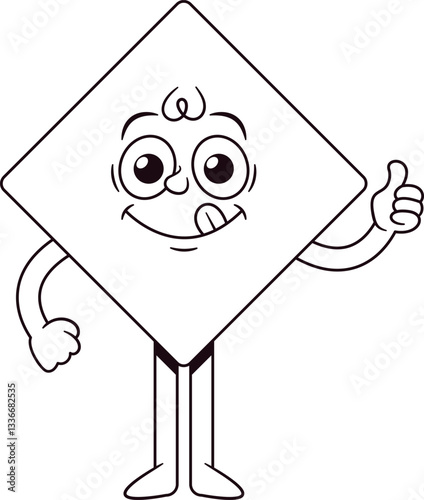 Diamond geometric figure gesturing thumbsup