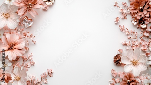 Elegant Wedding Border Design with Rose Gold Accents and Luxurious Floral Arrangement for Celebrations