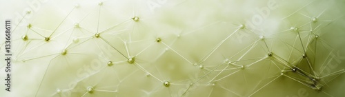 Abstract Network Concept with Lines and Dots in Soft Green Tones