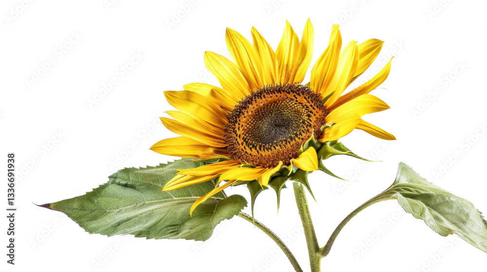 Obraz premium Sunflower blooming with transparent background: perfect for summer projects