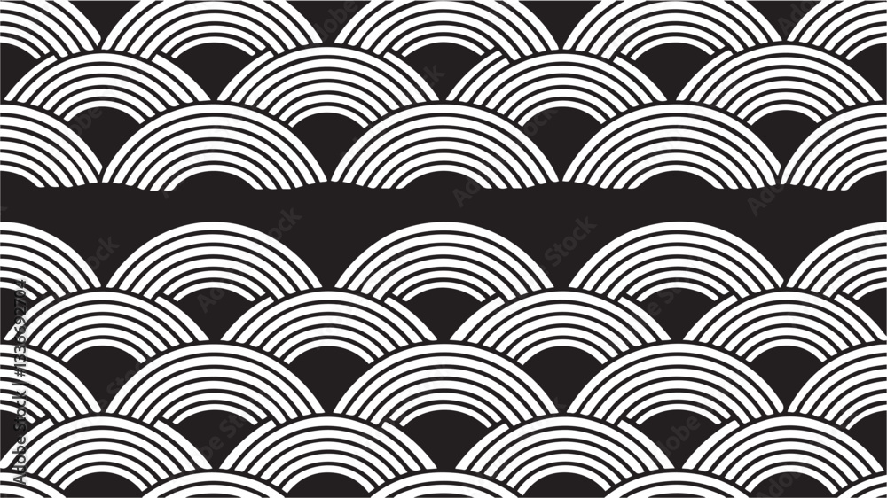 Seamless pattern with geometric waves. Endless stylish texture. Ripple bold monochrome background. Linear weaved grid. Thin interlaced swatch. with white background