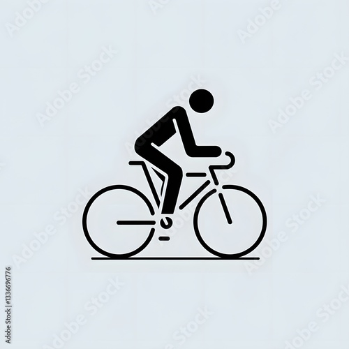 Silhouette Vector Illustration of a Person Riding a Bicycle on a White Background