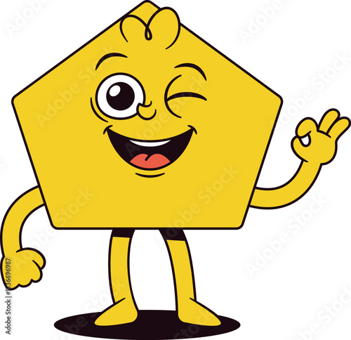 Pentagon geometric figure winking eye