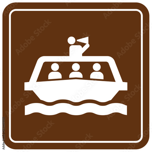 Campground sign for water recreation tour boat