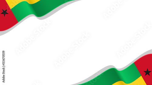 wavy guinea bissau flag frame background with copy space for text. for national day