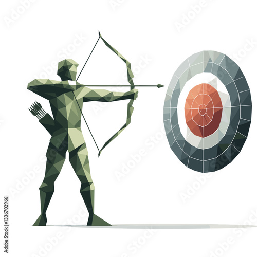 Archer Silhouette Aiming at Target Style Design in Green