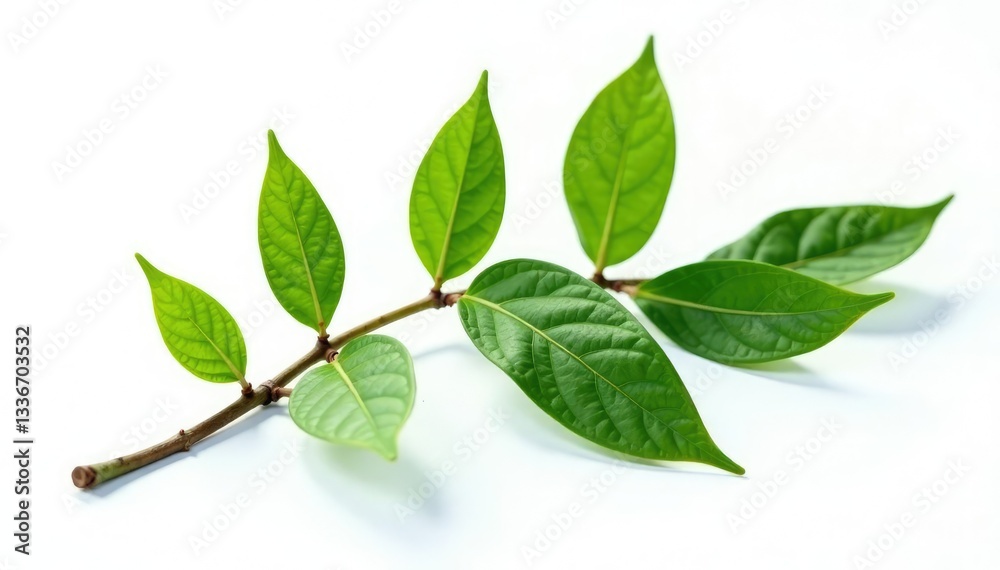 Single branch with intricate details on white background, isolated, foliage Single branch with intricate details on white background, isolated, foliage