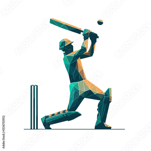 Cricket player batting by cricket wicket