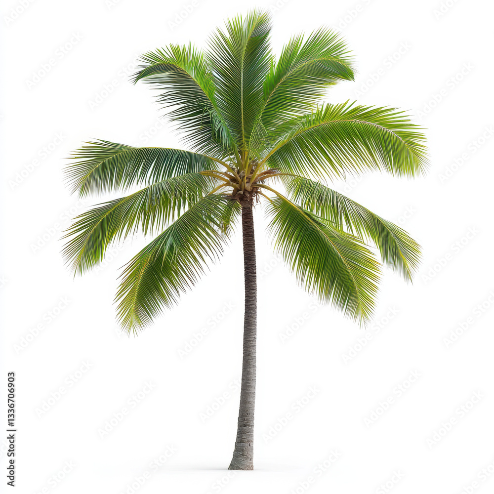 Fototapeta premium Stunning realistic photography of a tall palm tree against a clear blue sky capturing the essence of tropical paradise and relaxation perfect for travel and nature themes in visual media