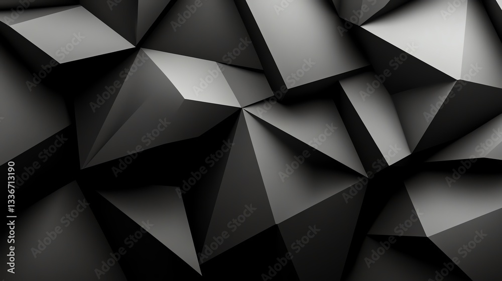 Fototapeta premium Black and silver geometric lowpoly background, sophisticated and modern