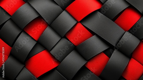 Bold black and red interwoven squares, highcontrast and dynamic pattern