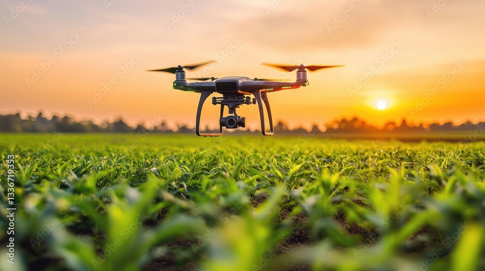 A futuristic farm using AI to predict climate impact on crop growth. A futuristic farm using AI to predict climate impact on crop growth.