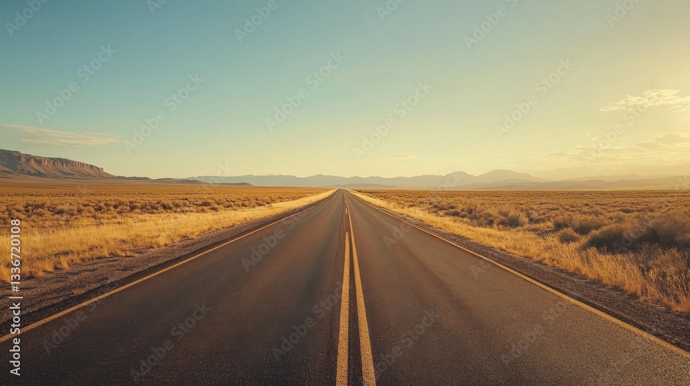 Endless Road Through the Desert Landscape Endless Road Through the Desert Landscape