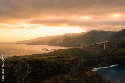 cliffs of Maderia at sunset, Ponta de Sao Lourenco