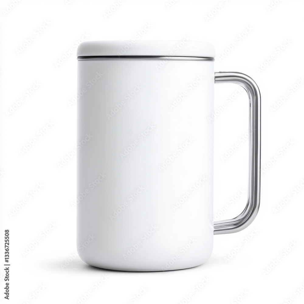 Classic white mug with a handle set against a clean background, ideal for showcasing beverages and adding a touch of simplicity to daily coffee or tea drinking experiences Classic white mug with a handle set against a clean background, ideal for showcasing beverages and adding a touch of simplicity to daily coffee or tea drinking experiences