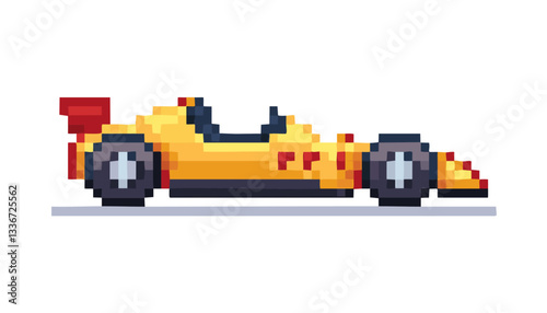 8-Bit Racing Car Vector: Colorful Pixel Art, Retro Car Illustration for Gaming, Web, and Print