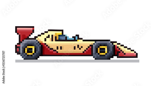 8-Bit Racing Car Vector: Colorful Pixel Art, Retro Car Illustration for Gaming, Web, and Print
