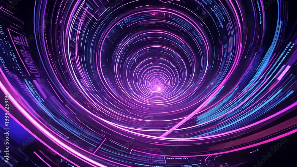 Futuristic Digital Data Tunnel with Glowing Purple and Blue Light Streaks Depicting High-Speed Network and Cyber Technology
Futuristic Digital Data Tunnel with Glowing Purple and Blue Light Streaks Depicting High-Speed Network and Cyber Technology