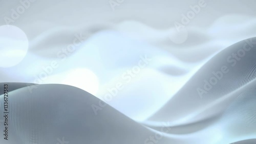 Abstract white flowing fabric waves gently moving against light background Soft silky textile undulates with subtle motion creating elegant curves and smooth transitions in minimalist aesthetic design