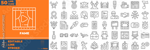 Fame Line Editable Icons set