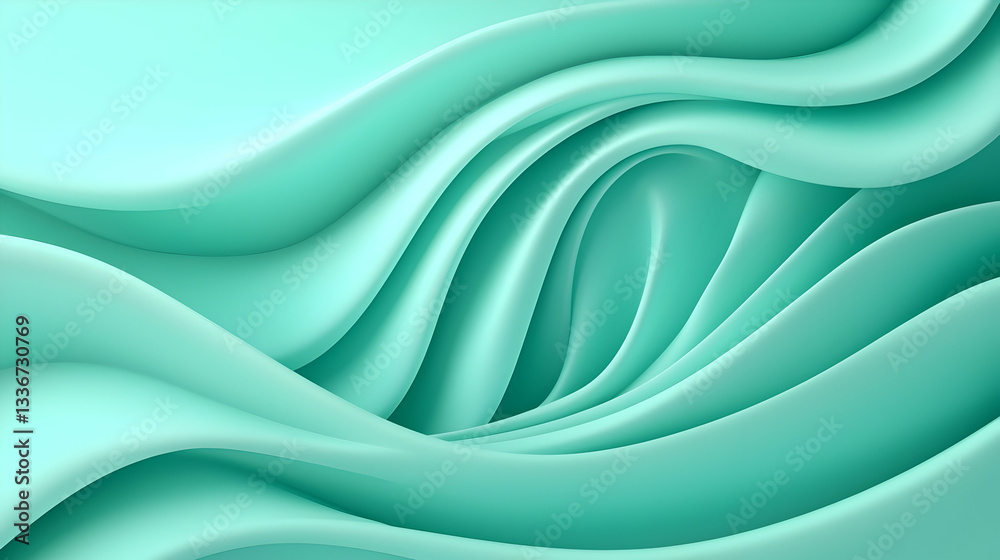 Fototapeta premium Abstract Mint Green Wavy Background