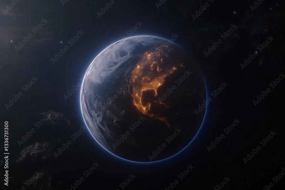 Fototapeta premium Earth at Night: City Lights Glow