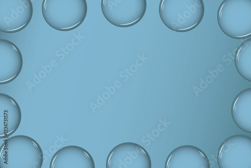 Clear water drops border. Bubble Drop frame banner. Waterdrops liquid border or frame