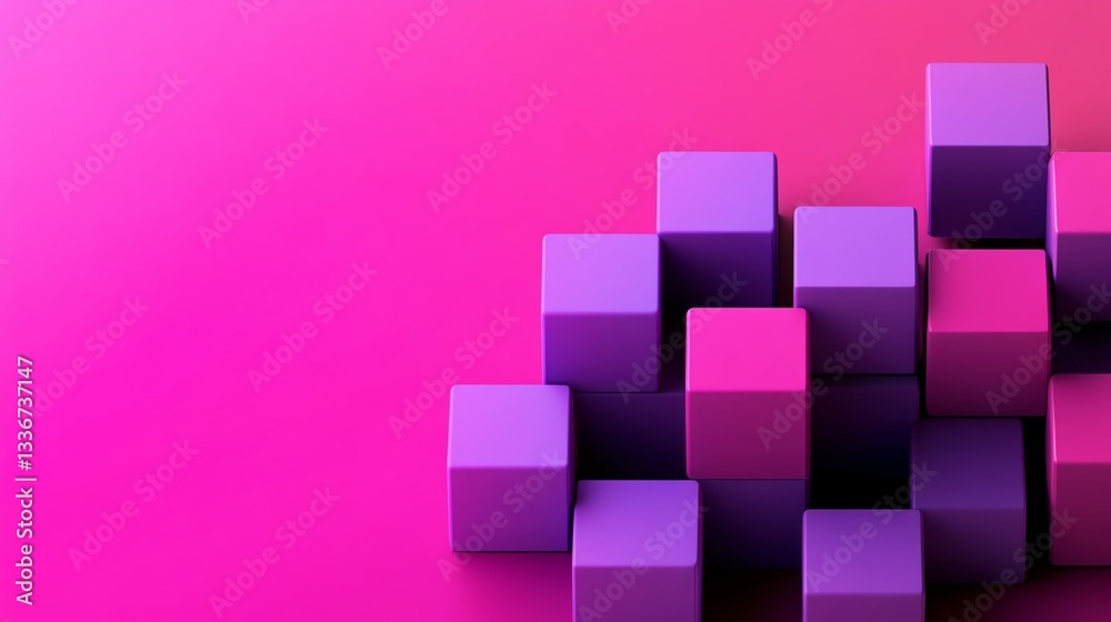 Gradient pink and purple isometric cubes, trendy modern aesthetic Gradient pink and purple isometric cubes, trendy modern aesthetic