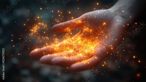 Wallpaper Mural Praying hands with faith in religion and belief in God on blessing background. Power of hope or love and devotion. Magic powder floating on the magician hand. Torontodigital.ca