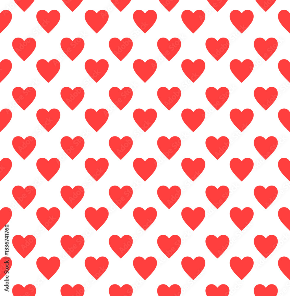 Vector illustration of small red hearts on a white background. Seamless background Vector illustration of small red hearts on a white background. Seamless background